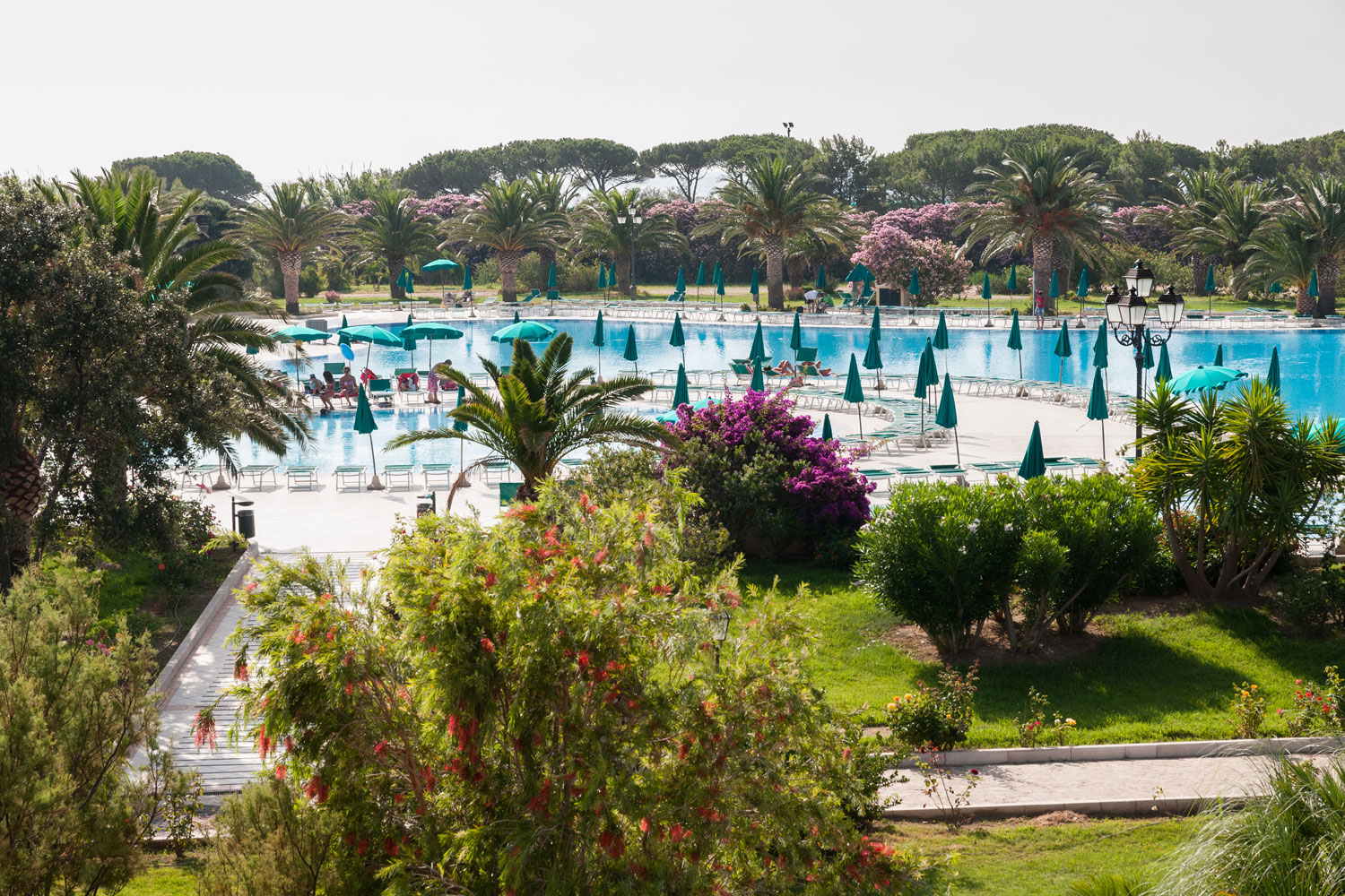 Vista sulla piscina del Club Marina Garden & Beach, attrezzata e circondata dal verde